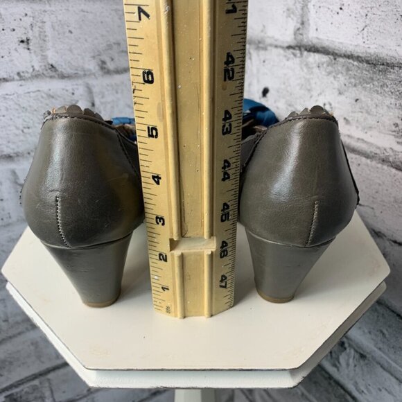 Chelsea Crew Madison Retro Oxford Shoes Grey Leather Whimsigoth Pump - Picture 9 of 10